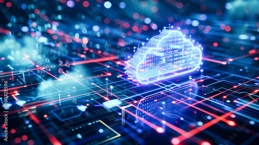 Poster digital information technology abstract background. cloud storage and computing concept.