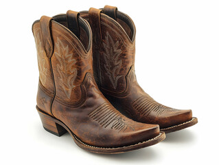 Pair of Brown Leather Cowboy Boots Photo