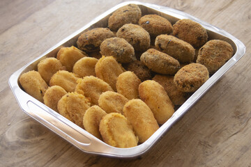 potatoes croquettes and eggplant meatballs