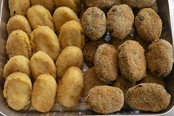 eggplant meatballs and potato croquettes