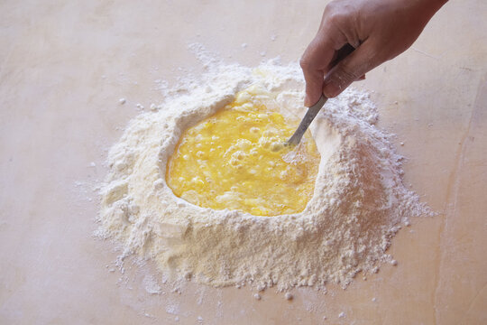 flour and eggs to prepare a cake