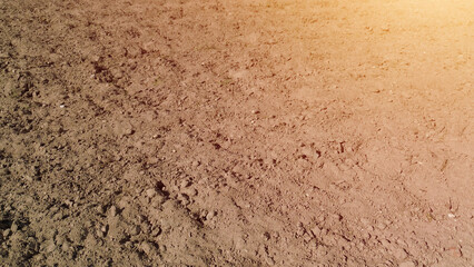 Aerial capture of a plowed field meeting the edge of a dense forest