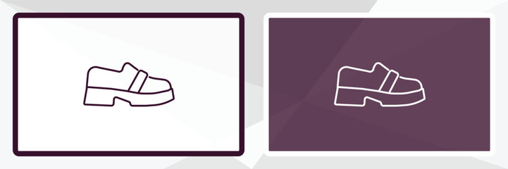 loafer outline icon. Linear vector from clothes concept. Thin line white and black loafer icon isolated on white and dark background