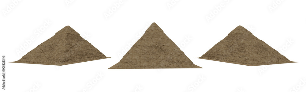 Poster ancient egyptian pyramid. set of 3 isolated 3d rendered illustrations from various angles.