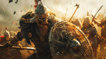 Viking warrior in an epic battle