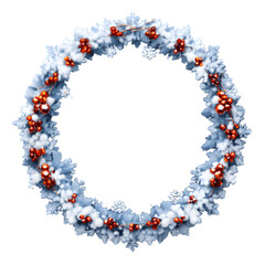 Christmas wreath made of  snowflakes isolated on transparent background
