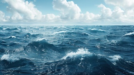 Fototapeta premium Serene Ocean Waves Under Bright Sky