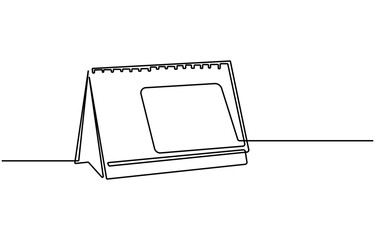 single line art table calendar continuous drawing illustrations and vectors design, Table calendar in one line continuous drawing symbol of memorable date and event day outline vector