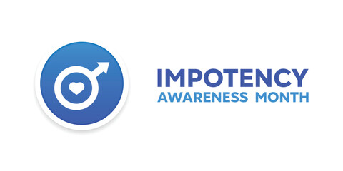 National Impotency Awareness Month. Men icon and heart. Great for cards, banners, posters, social media and more. White background.