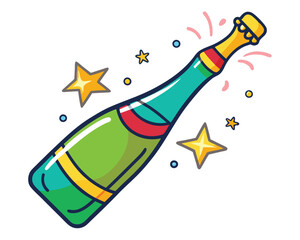 champagne bottle and glass