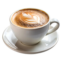 cup of cappuccino isolated on transparent white background, clipping path