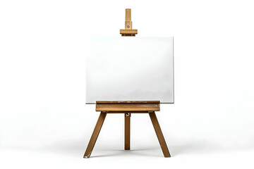 Photo of Blank Canvas on Wooden Easel, Isolated