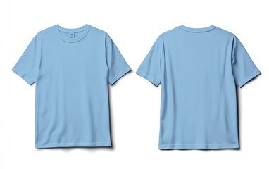 Naklejka premium Front and back view mockup of a plain pastel pink tshirt on a white background, displayed side by side, smooth texture, realistic shadow effects, minimalistic design, sharp edges