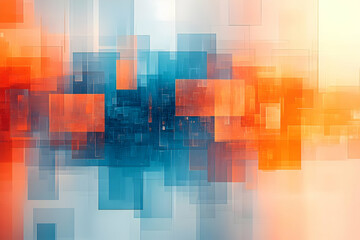 Abstract Background - Orange and Blue Squares Illustration