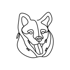 Dog american eskimo continues line art style