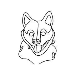 Dog american eskimo continues line art