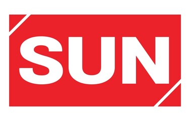 SUN text written on red stamp sign.