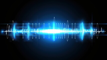 Vibrant Blue Sound Wave on Dark Background