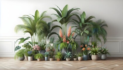 PNG Lush tropical indoor plant arrangement