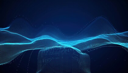 Obraz premium Futuristic Digital Technology Background with Blue Grid and Glowing Lines on blue Background