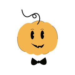 Mr. pumpkin cute halloween character design. Jack O' Lantern. Vector illustration for 31 October holiday.