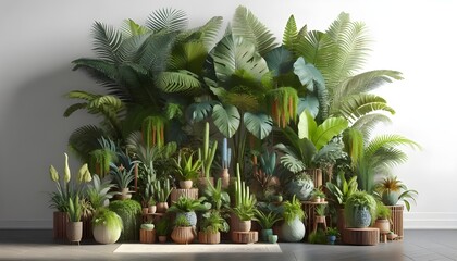 Obraz premium PNG Lush tropical indoor plant arrangement
