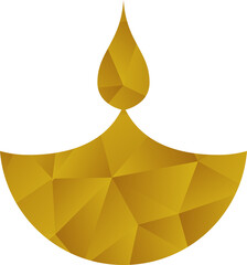 Diwali Golden Diya make from Polygons