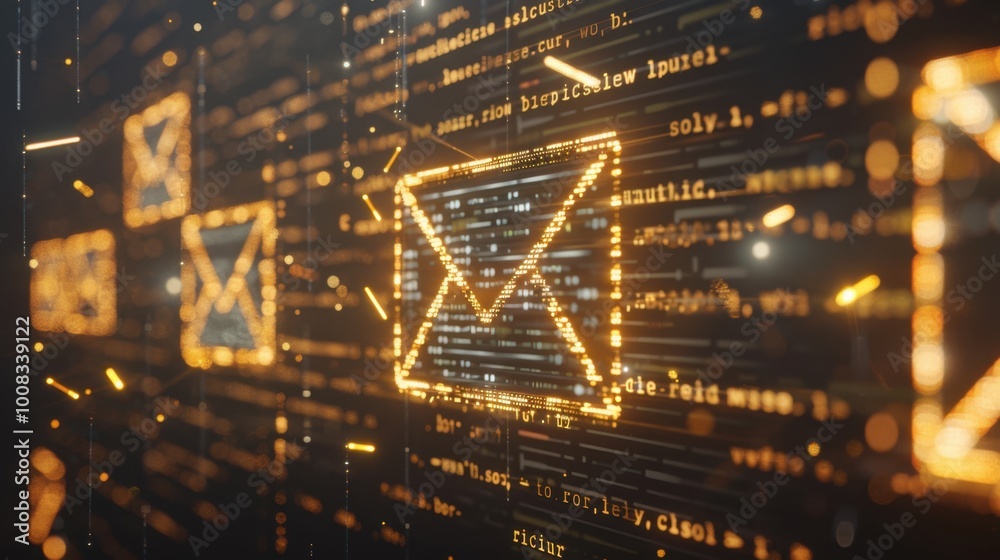 Poster digital email icons with binary code background