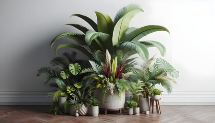 Fototapeta premium PNG Lush tropical indoor plant arrangement