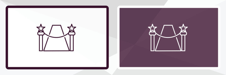 red carpet outline icon. Linear vector from cinema concept. Thin line white and black red carpet icon isolated on white and dark background