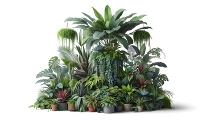 Obraz premium PNG Lush tropical indoor plant arrangement
