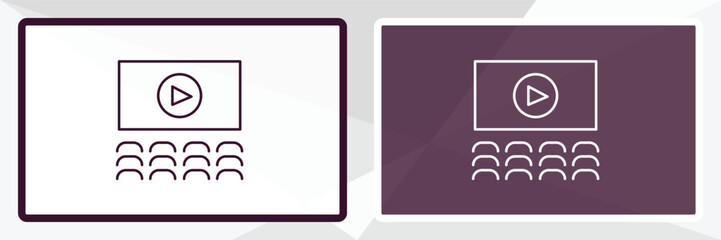 theatre screen outline icon. Linear vector from cinema concept. Thin line white and black theatre screen icon isolated on white and dark background