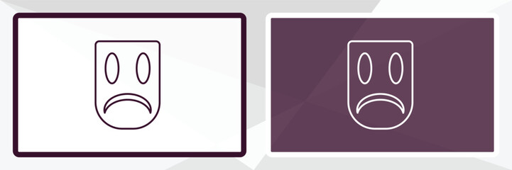 sad mask outline icon. Linear vector from cinema concept. Thin line white and black sad mask icon isolated on white and dark background