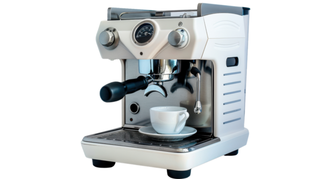 Coffee machine on white background