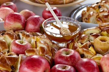 Rosh Hashanah. Jewish New Year celebration. Festive Apple Dessert
