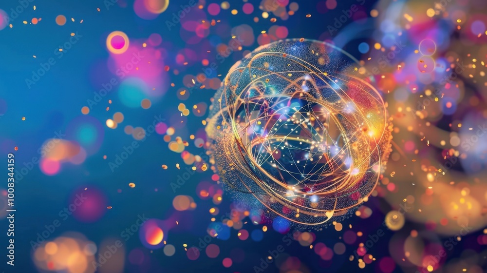 Wall mural abstract colorful background with light particles