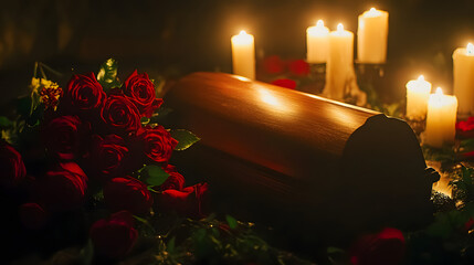 Coffin with Roses