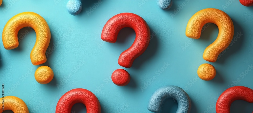 Poster question mark on blue background. creative solution and critical thinking. generative ai technology.