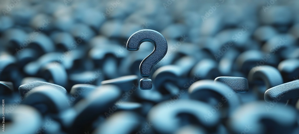 Poster Question mark. Creative solution and critical thinking. Generative AI technology.	
