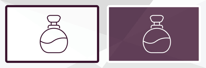 round perfume bottle outline icon. Linear vector from beauty concept. Thin line white and black round perfume bottle icon isolated on white and dark background