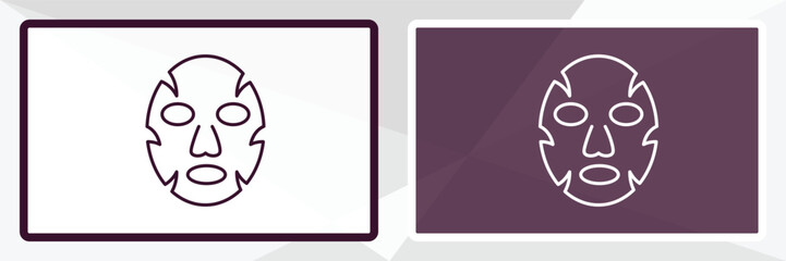 face mask outline icon. Linear vector from beauty concept. Thin line white and black face mask icon isolated on white and dark background