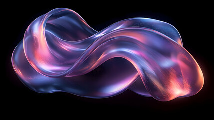 Abstract 3D Render: Flowing Pink and Blue Waves