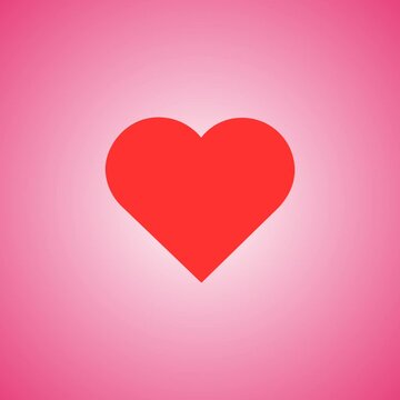 Heart red growing pink gradient background 