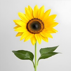 Obraz premium Bright Yellow Sunflower Closeup on Grey Backdrop Floral Nature Photography