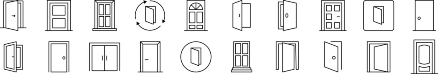 Door Simple Isolated Line Icons Collection. Editable Stroke. Suitable for Web Sites, Books, Cards, Apps