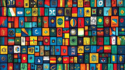 Colorful Mosaic of African Nations' Flags