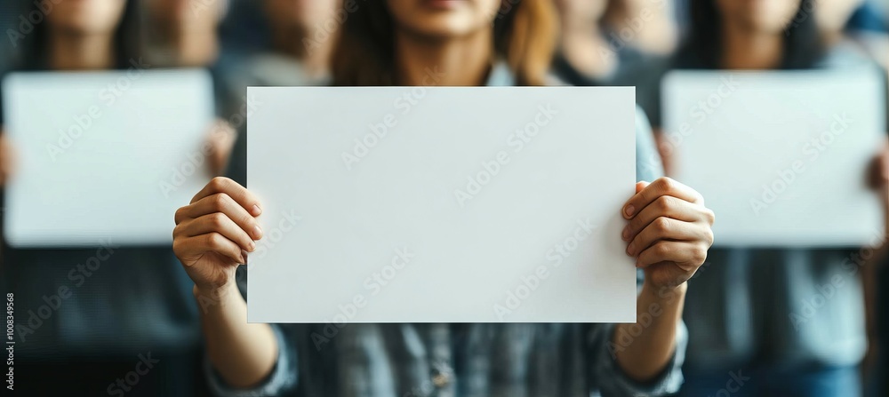 Poster people hold empty paper poster. generative ai technology.