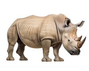 Fototapeta premium Rhinoceros standing, isolated on a white background.