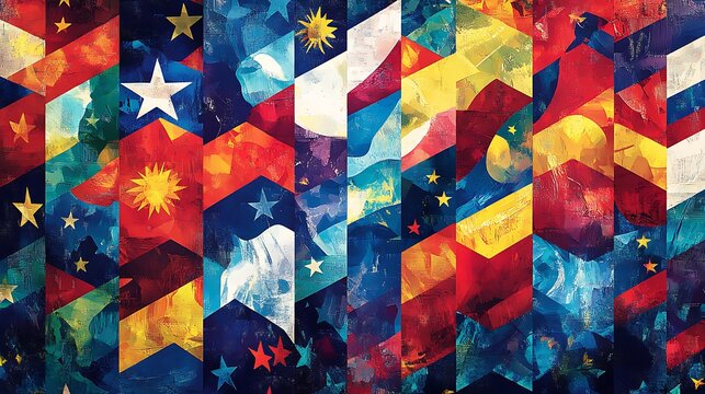 Dynamic Pattern of ASEAN Flags in Vibrant Colors