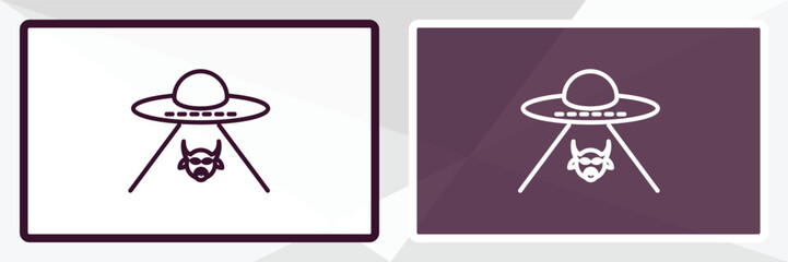 ufo and cow outline icon. Linear vector from astronomy concept. Thin line white and black ufo and cow icon isolated on white and dark background